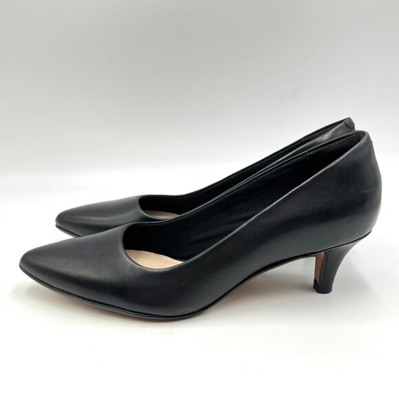 Clarks‎ Size 6 Linvale Jerica Black Leather Point Toe Kitten Heels Pumps Shoes - Picture 7 of 15